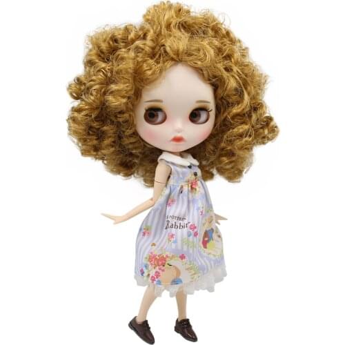 ICY DBS Blyth Doll For No.BL0736 Brown Afro hair Carved lips Matte face with eyebrows Joint body 1/6 bjd