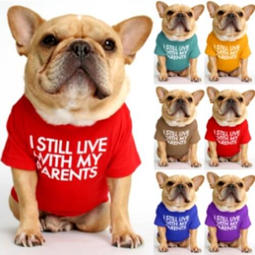 Big Size Letters Printed Summer Dog T-shirt Pure Cotton Dog Clothes For French Bulldog Soft Breathable Pet Costume 2021 Fashion