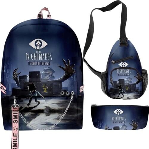 Little Nightmares 2 3D creative cool and simple backpack three-piece suit men and women casual backpack chest bag pencil case