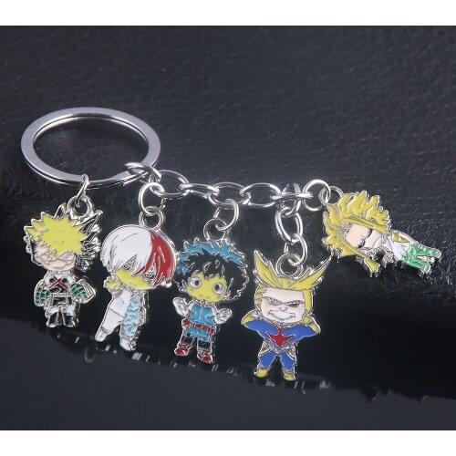 My Hero Academia Metal Keychain TodorokiShoto Cute Cartoon Figure Metal Pendant Keyring Car Jewelry Accessories Gift