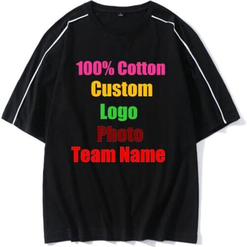 Customize Your Picture Logo Men and women Drop Shoulder Half Sleeve Solid Color Blank T-shirt Pure Cotton Short-sleeved Tshirt