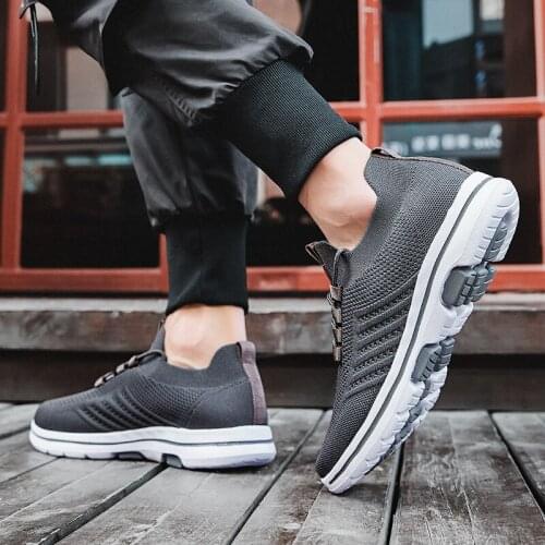 Mens Summer Trendy Casual Sneakers Knit Breathable Rubber Bottom Non-Slip 2021 New Sport Shoes for Men Daily Walking Footwear