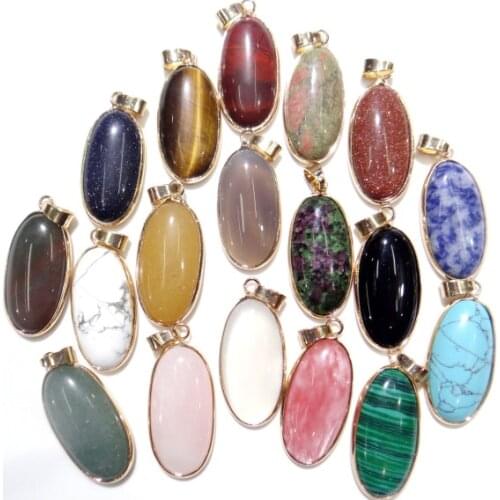 Natural stone Turquoises tiger eye Quartz crystal Opal Water drop pendant for diy Jewelry making necklace Accessories10 pCS