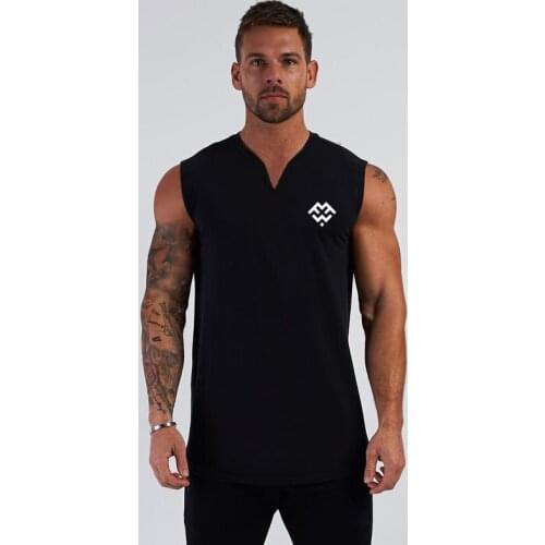 New Mens Gym Sports Casual Workout Breathable Tank Top Musculation Clothing Bodybuilding Fitness Singlets Sleeveless V-Neck Vest