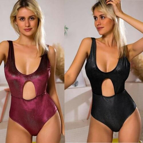 2019 New Style Hot Fashion Women One-piece Swimwear Push-up Monokini Bikini Beachwear Solid Hollow Out Swimsuit
