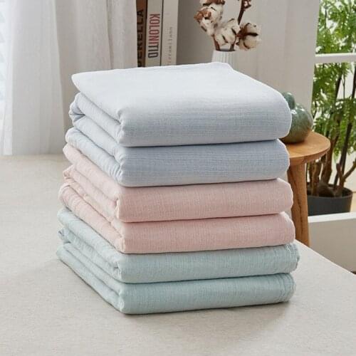 Japanese style solid color three-layer gauze wormwood fiber cotton student blanket towel blanket office lunch break blanket