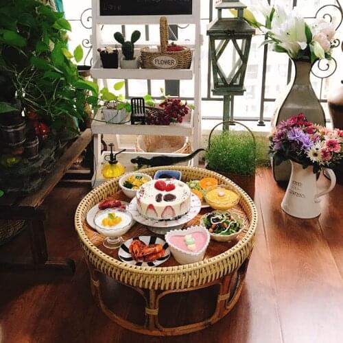 Tray Coffee table Handmade rattan storage small table Portable outdoor picnic table Size L