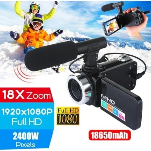 Professional HD Camcorder Video Camera Night Vision 3.0 Inch LCD Touch Screen Camera 18x Digital Zoom Camera 1080P Microphone