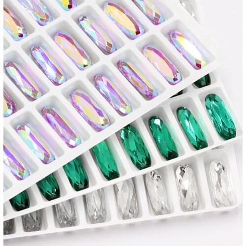 5x15mm Rectangle Glass Crystals Rhinestones Pointback Loose Rhinestones Stones DIY Sewing Garments Glue Rhinestones For Clothes