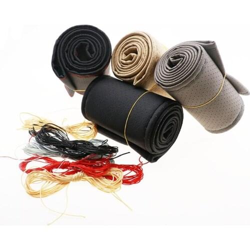 DIY soft non-slip manual sewing car steering wheel cover for Cadillac XTS SRX ATS CTS/Renault Koleos Fluenec Latitude