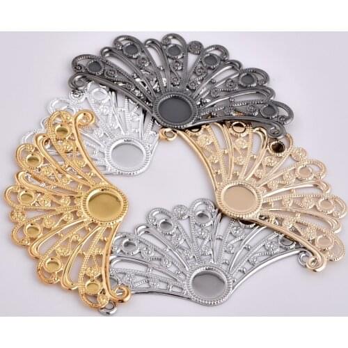 5pcs/lot zhu ru 55*28mm Charms Ethnic style retro fan Peacock opening tail shape Pendant Findings Accessories DIY Necklace