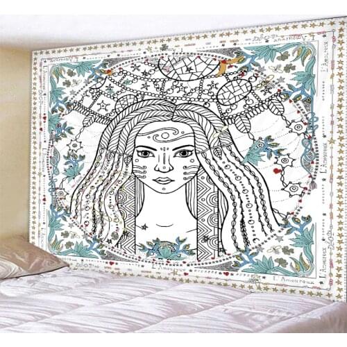 Pretty girl Tapestry Psychedelic Celestial Indian Sun Hippie Hippy Polyster Tapestry Wall Hanging Throw Bedspread Beach Towe