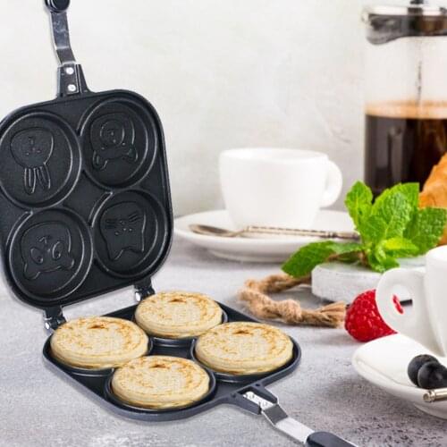 Frying Pan 4-cup Cartoon Pancake Pan Breakfast Egg Burger Double-sided Omelette Pan Non-stick Frying Pan Cake Baking Tool