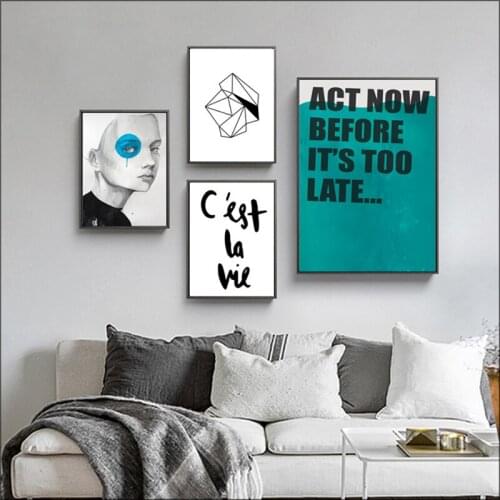 Modern simple Canvas Print Picture North Europe black and white poster living room background wall painting corridor mural lette