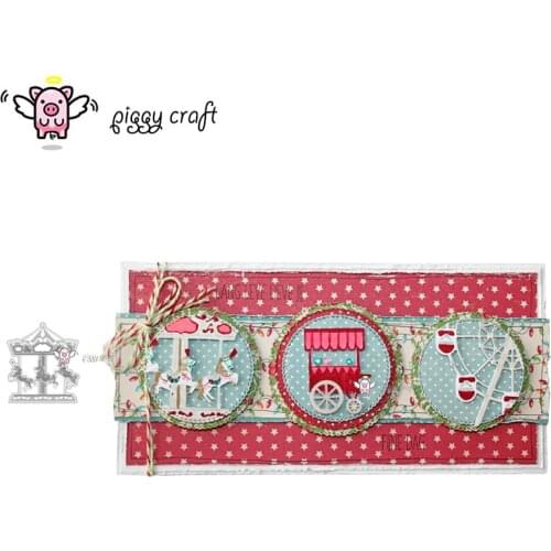 Piggy Craft metal cutting dies cut die mold Carousel park Scrapbook paper craft knife mould blade punch stencils dies