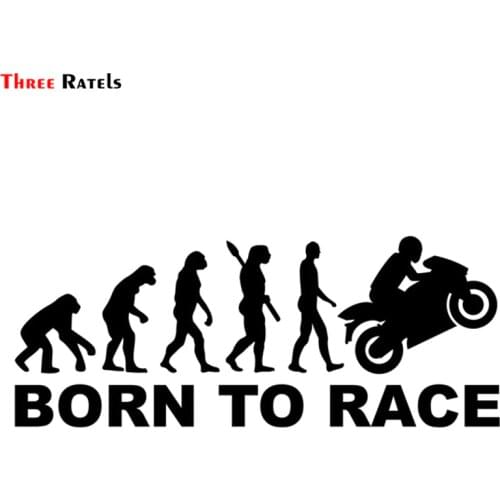 Three Ratels TZ-1323# 11.9*30cm Human evolution biker race car stickers funny sticker auto decals