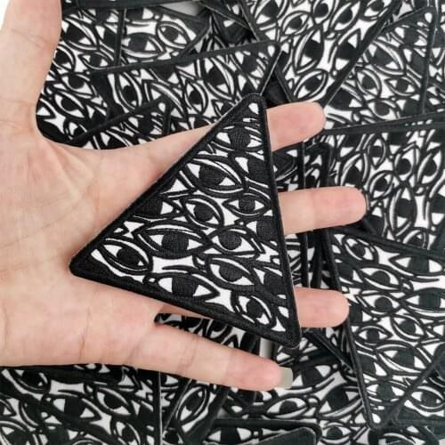 All OVER EYES triangle Embroidered Iron on Funny Cartoon Eyes Patches for Clothing Decorative Elements Embroidery Sewing DIY