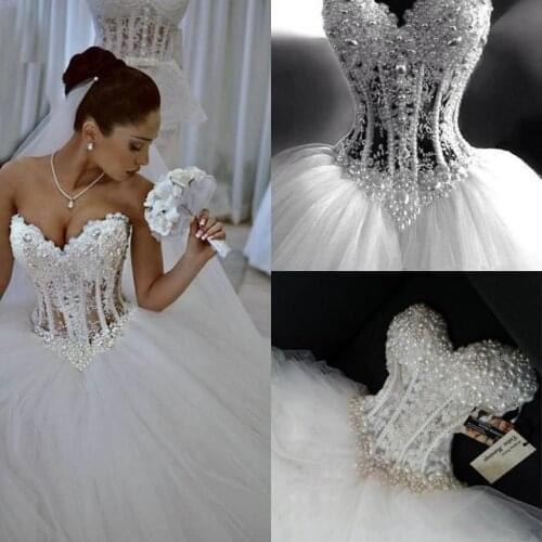 Tulle Princess Bridal Gown Sparkly Tulle Puffy Skirt Corset Wedding Dress With Beading Sweetheart robe 2023