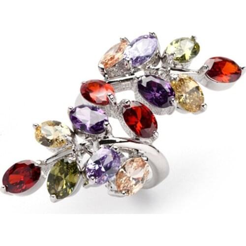 SHUNXUNZE Charm vintage Wedding rings for women Morganite Pink red Peridot Blue yellow Purple Cubic Zirconia Rhodium Plated R406