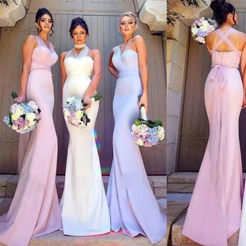 Custom Made Multi Way Sweetheart Long Mermaid Pink Lavender Summer Beach Wedding Guest Dress Bridesmaid Dresses 2021