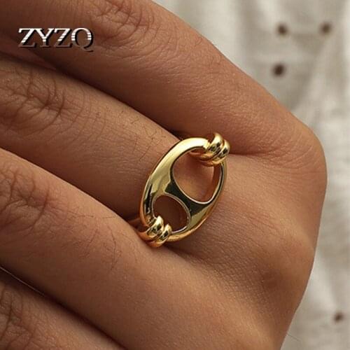 ZYZQ ZYZQ Creative Pig Nose Modeling Silver Plated Resizable Rings for Women New Cute Fashion Jewelry Party Unusual Ring