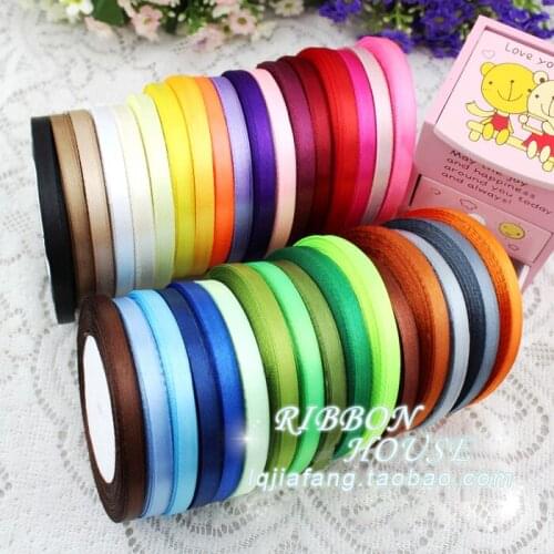 1/4"(25yards/roll )6mm Single Face Satin Ribbon Wholesale gift packing wedding Christmas ribbons belt gift packing and craft diy