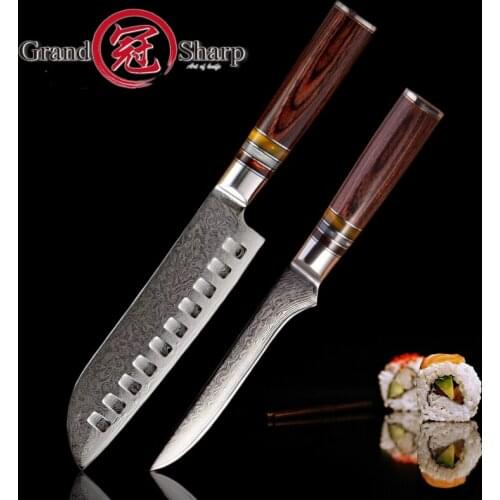 2 Pcs Kitchen Knife Sets Damascus Steel Japanese vg10 Professional Kitchen Knives Santoku Boning Butcher Chef Cooking Tools NEW