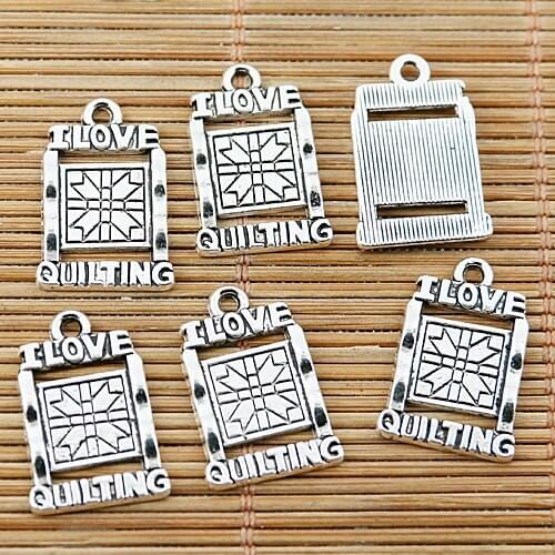 25pcs Tibetan silver I LOVE QUILTING charms EF1684