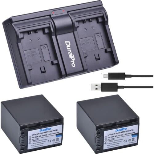2x 3900mAh NP-FV100 FV100 NP FV100 Battery + Dual Charger for Sony DCR-DVD103 XR100 for Sony HDR-XR550/E HDR-XR350/E HDR-XR150/E