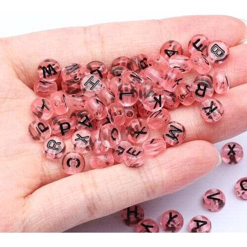 4*7mm Mixed Pink Clear Letter Acrylic Beads Alphabet Round Flat Spacer Beads For Jewelry Making Diy Bracelet Necklace Supplie