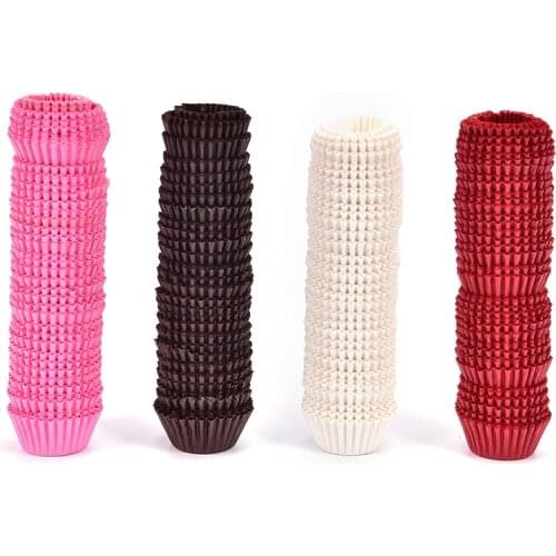 500Pcs Mini size 2.5cm Chocalate Paper Liners Baking Muffin Cake Cupcake Cases Solid Color