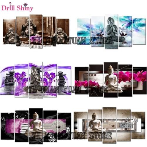 5D Diy Diamond embroidery Buddha diamond painting cross stitch full square Mosaic painting triptych Pictures rhinestones MF22