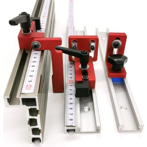 300-800mm Aluminium Profile Fence Miter Fence Stopper T-tracks and Sliding Brackets Miter Gauge Fence Connector for Woodworking