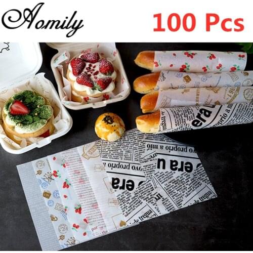Amoliy 100Pcs Oil-Proof Wax Paper Cake Wrapper Paper Bread Sandwich Burger Fries Food Wrapping Baking Tools Cookie Wrapper Paper