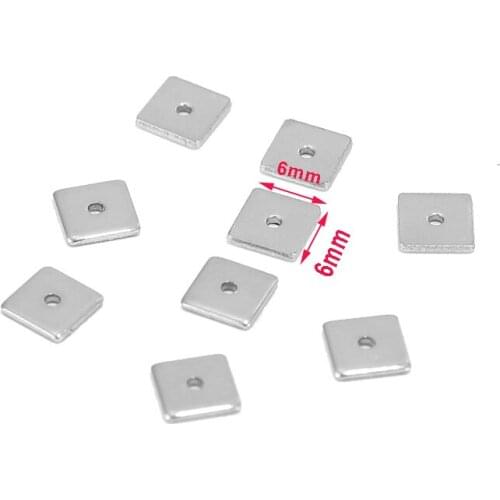 50pcs Stainless Steel 6x6mm Square Bead Loose Spacer Beads for DIY Jewelry Making Accessories
