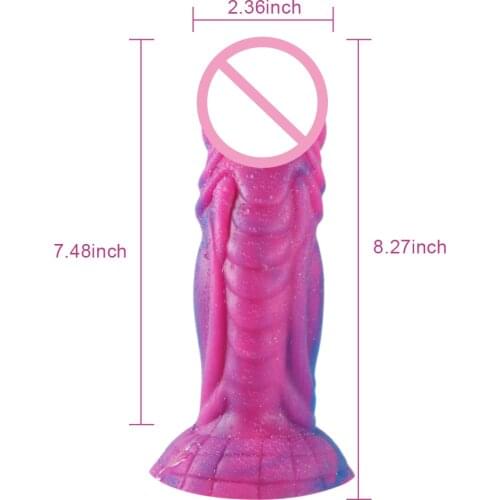 Dragon Monster Dildo Liquid Silicone Texture Sucker Rose Red with Blue Big Dick Animal Anal Dildo DILDO Sex Toys For Couples