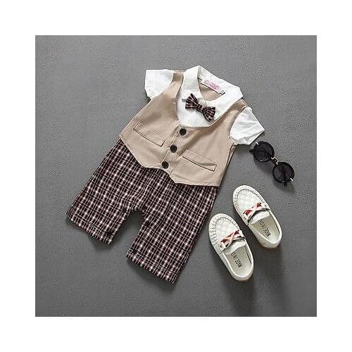 Emmababy Newborn Baby Boy Clothes Formal Party Bodysuit Outfit Gift short Sleeve New Outfits Summer 6-24 Monthes Infant Boy