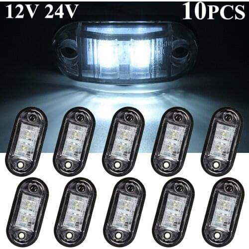 10pcs 12V / 24V LED Side Marker Lights Car External Lights Warning Tail Light Car Auto Trailer Truck Lorry Lamps White