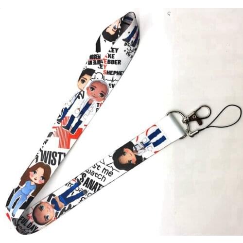 Hot Sale! Greys Anatomy Doctors Lanyard Neck Strap Card Bus ID Holders With Key Chain