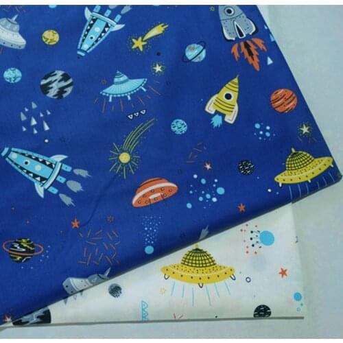 Twill Cotton Fabric Patchwork Cloth Cotton Childrens Sewing Dress Fabric Non-fluorescent Fabric Printing Space World By Meter