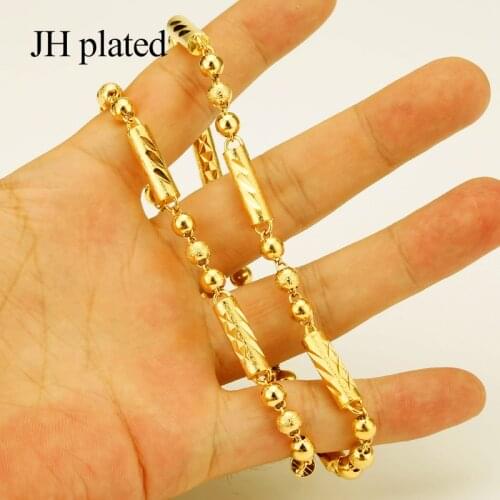 JHplated 50cm Ethiopia Necklace women / men gold jewellery African women chain Arabia Necklace Chain Fresh