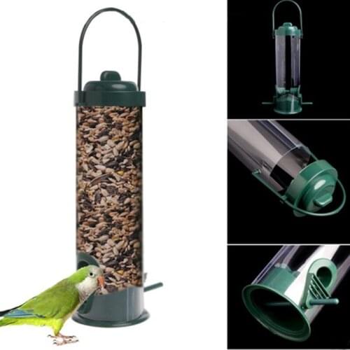 Bird Feeder Hanging Outdoor Plastic Bucket Pet Barrel Plastic Ink Green Feeder Pet Accessories Garden Yard Decor