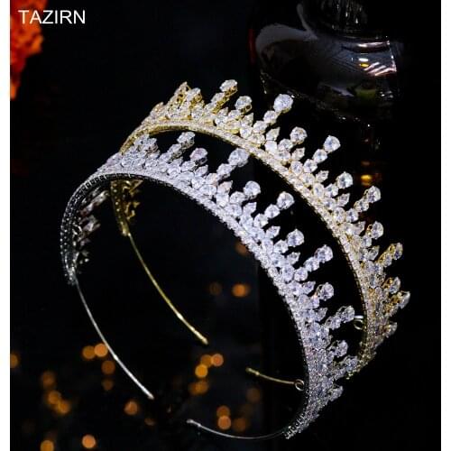 Trendy Cubic Zirconia Wedding Bridal Tiaras Princess Crowns Party Prom Hair Accessories Sweet 16 CZ Pageant Headpieces