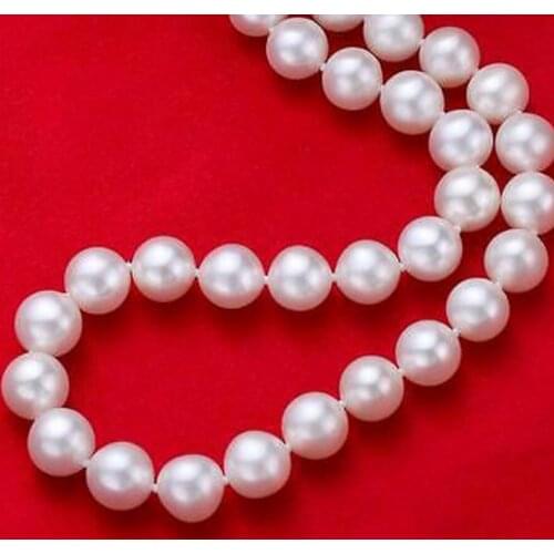 Fashion jewelry Free Shipping HUGE 18"10-11MM NATURAL SOUTH SEA GENUINE WHITE ROUND PEARL NECKLACE