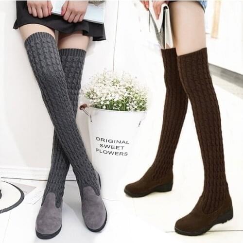 Fashion Runway Crystal Stretch Fabric Sock Boots Pointy Toe Over-the-Knee Heel Thigh High Pointed Toe Woman Boot