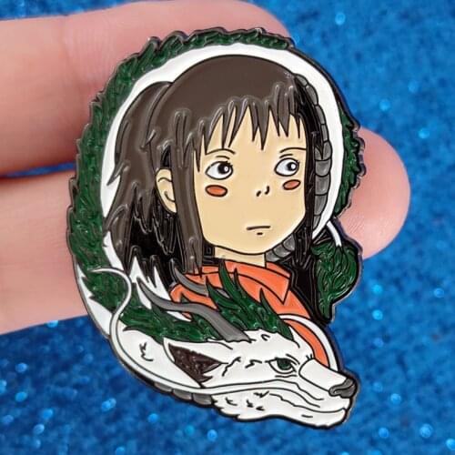 Cartoon Anime Chihiro and Haku Dragon Enamel Brooch Pin Hat Bag Lapel Pins Badges Women Mens Fashion Jewelry Accessories