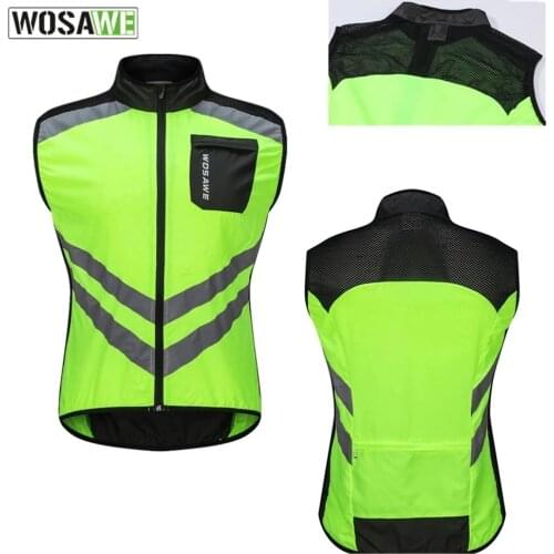 WOSAWE Men Cycling Reflective Vest Windproof Running Safety Vest Motorcycle Cycling Gilet MTB Bicycle Clothing Sleeveless Jacket