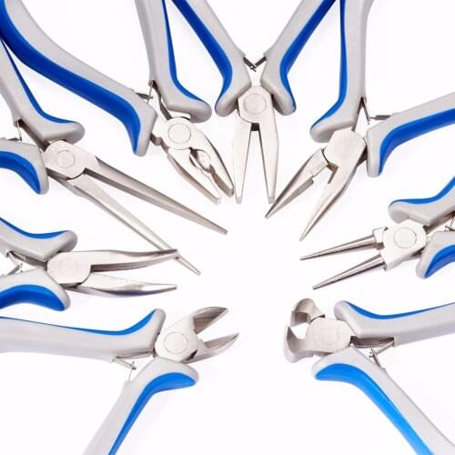 A Set of Eight Jewelry Pliers,Round Nose Bent Nose Plier,Long Chain Nose Flat Nose Plier,Side Cutter,End Cutting Plier DIY Tools