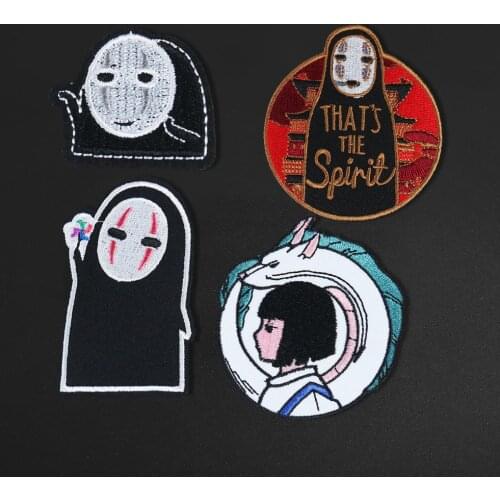 Japanese anime Cartoon No Face Man Pacth Iron On Little white dragon Patches Embroidery Patch DIY Applique Stickers Badge