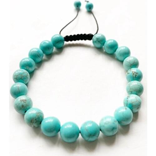 Natural Howlite Blue Stone Beads 8mm Bracelets Therapeutic Energy Healing Bracelet Reiki Crystals Stone Bracelet Adjustale 1pc